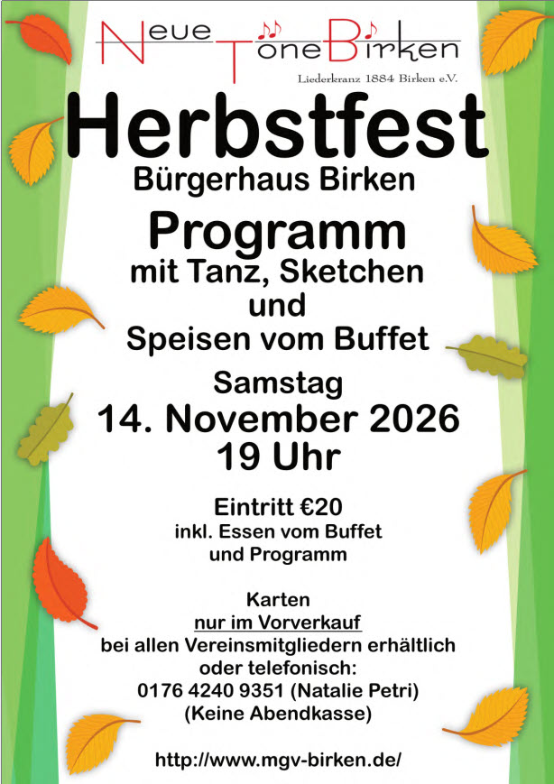 Herbstfest 2026 Vorschau